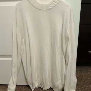White Ribbed Knit Sweater
